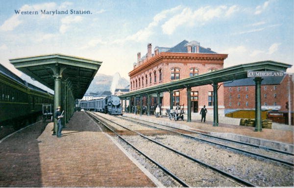 Pohlednice ze stanice Western Maryland, Cumberland, Maryland (barevné lito) od American School