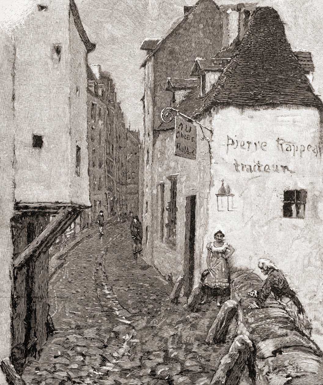 Ulice ve staré Paříži v 19. století, z 