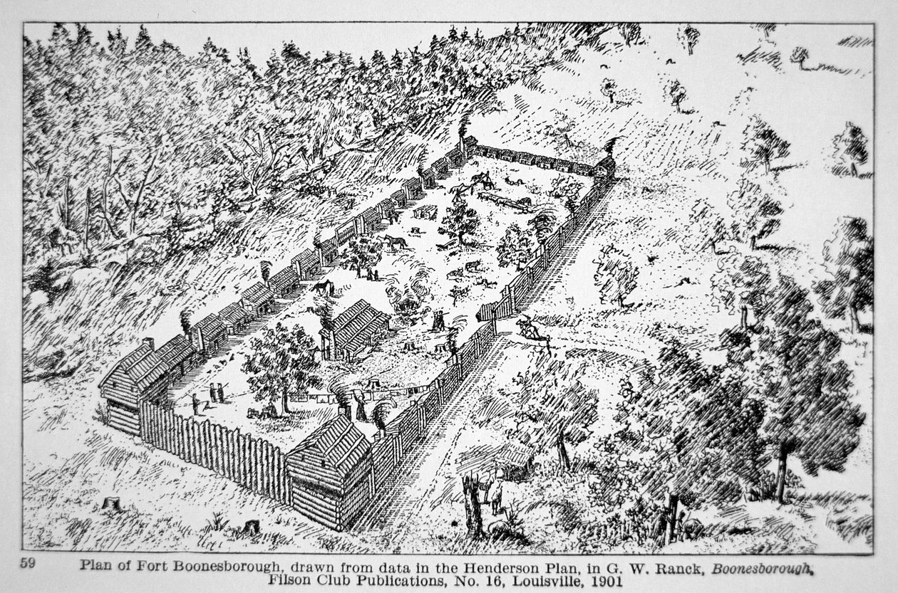 Pohled na Fort Boonesborough v Kentucky od American School