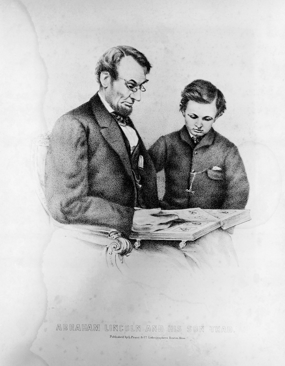 Abraham Lincoln (1809-65) a jeho syn Thad (1853-71) od American School