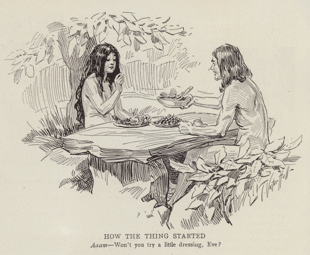 Adam a Eva v rajské zahradě (litografie) od American School