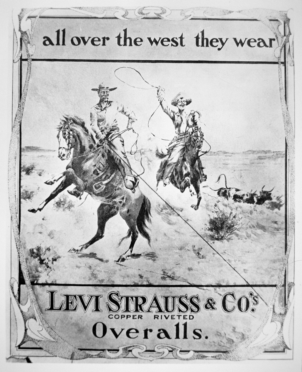 Reklama na Levi Strauss & Co, kolem roku 1900 (litho) od American School