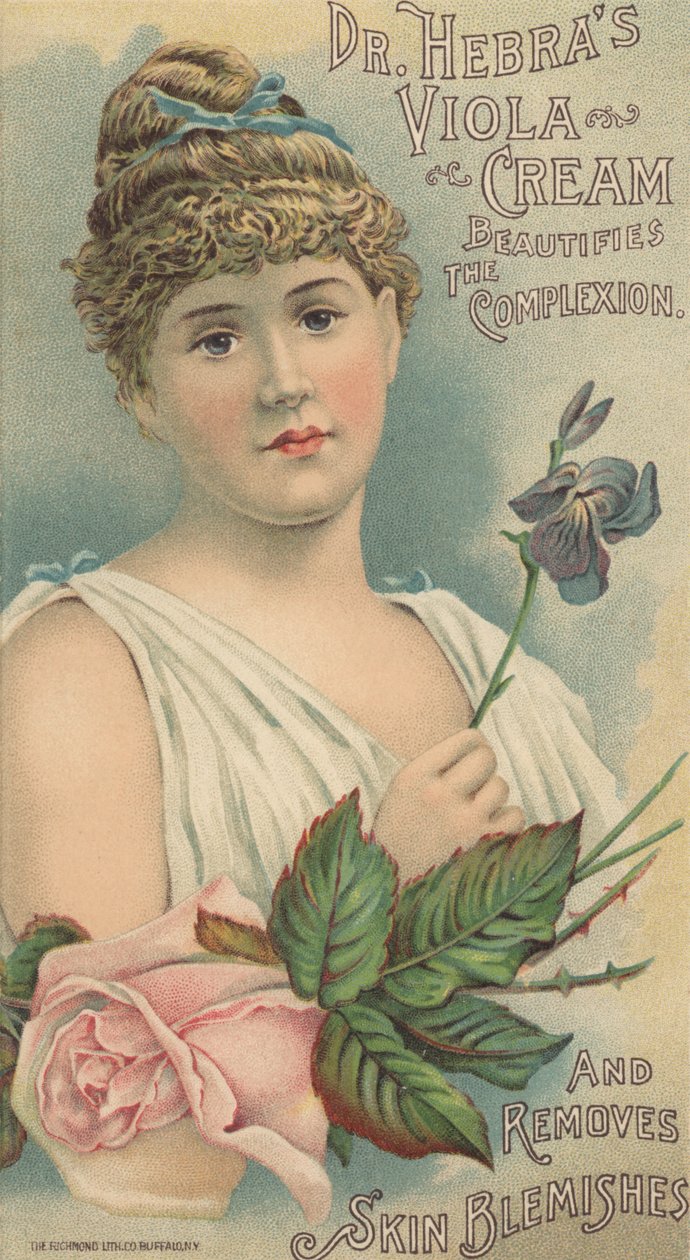 Reklama na krém Dr. Hebras Viola, cca 1897 od American School