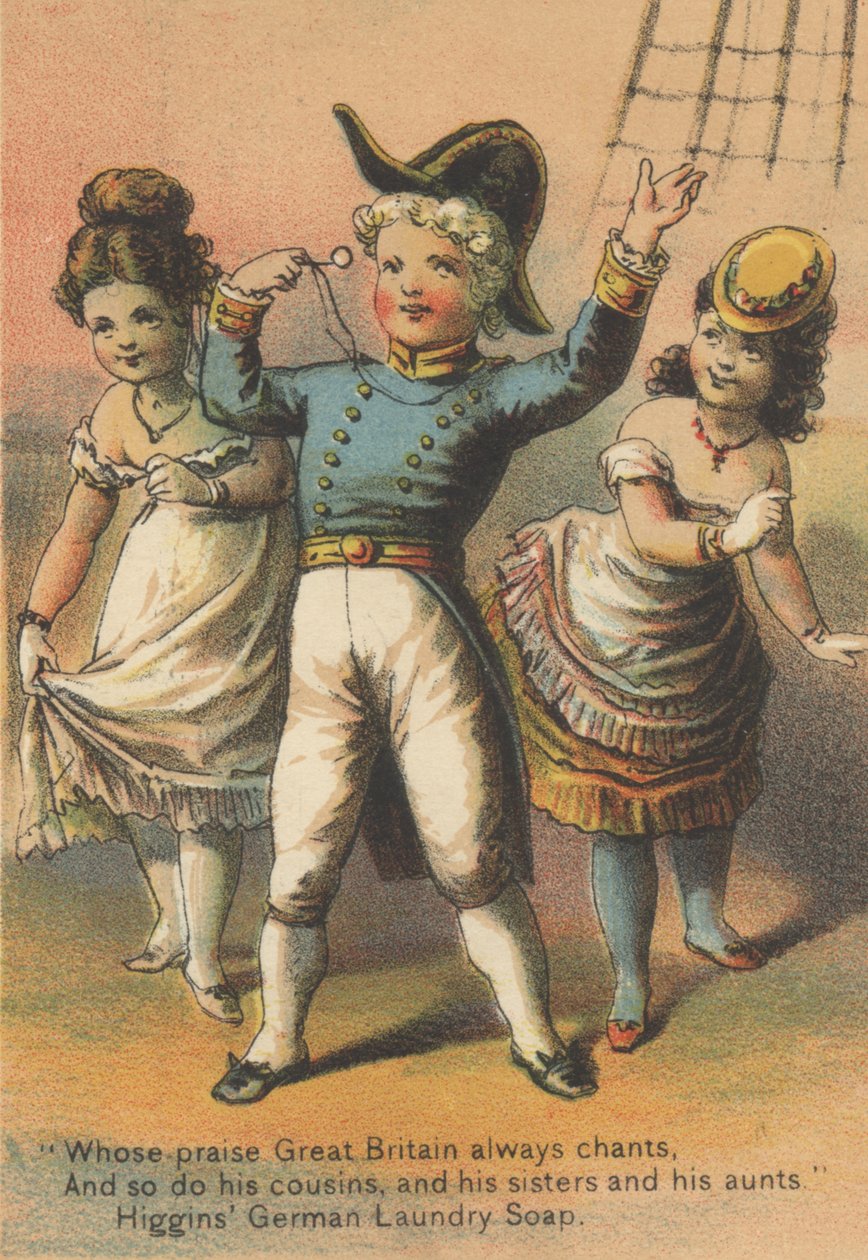 Reklama na německé prací mýdlo Higgins, cca 1880 od American School