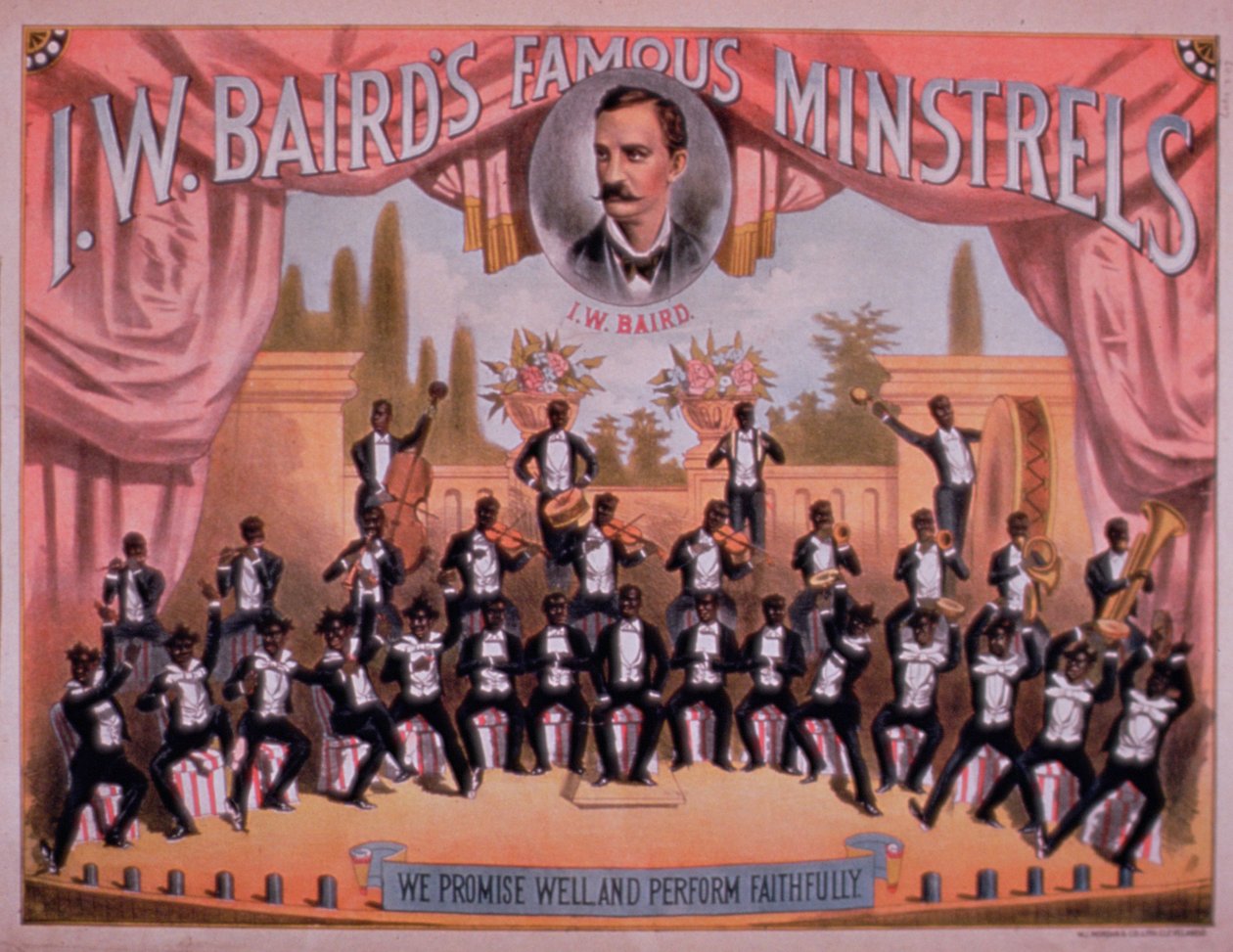 Reklama na I.W. Bairns Famous Minstrels od American School
