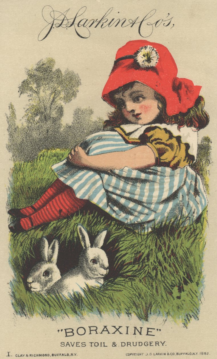 Reklama na boraxin J. D. Larkin & Cos, 1882 od American School