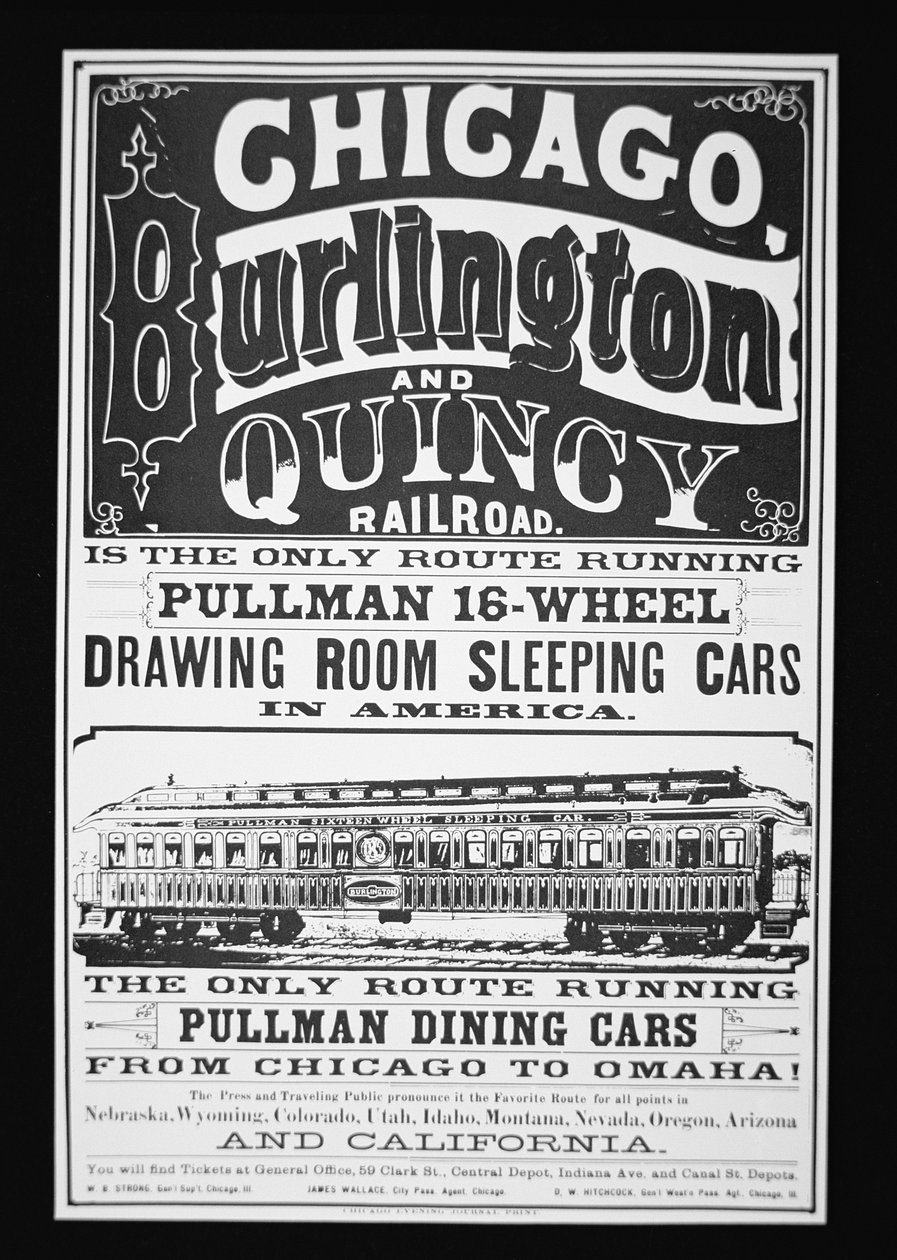 Reklama na Pullman Cars of Chicago, kolem roku 1875 (litho) od American School