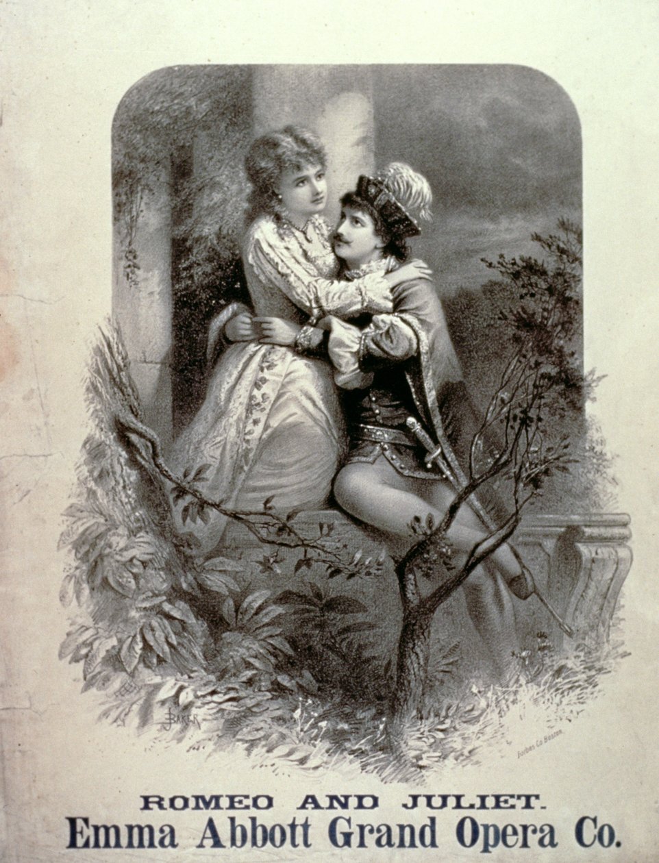 Reklama na Romeo a Julii, v hlavní roli Emma Abbott, Grand Opera Company od American School