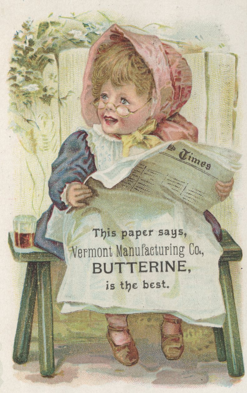 Reklama na Butterine společnosti Vermont Manufacturing Co., cca 1880 od American School