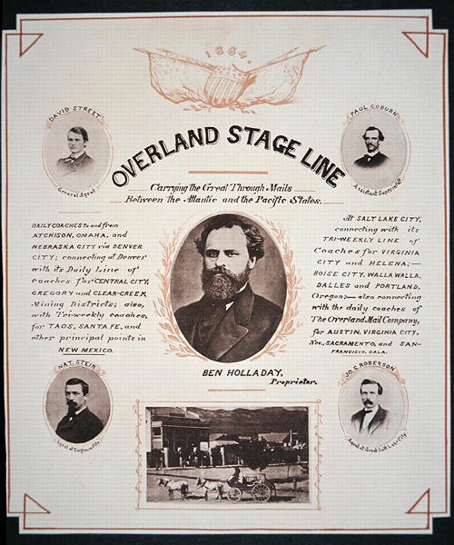 Reklama na Overland Stage Line od American School