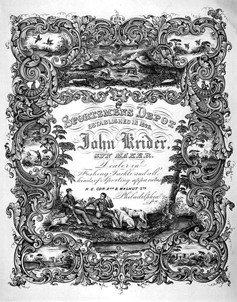 Reklama pro Johna Kreidera, výrobce zbraní, Philadelphia, kolem roku 1860 (litho) od American School