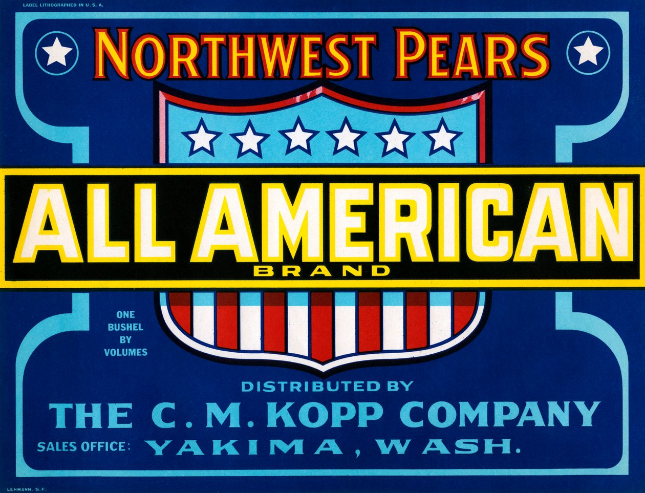 All American Brand Fruit Crate Label, cca 1920 (litografie) od American School