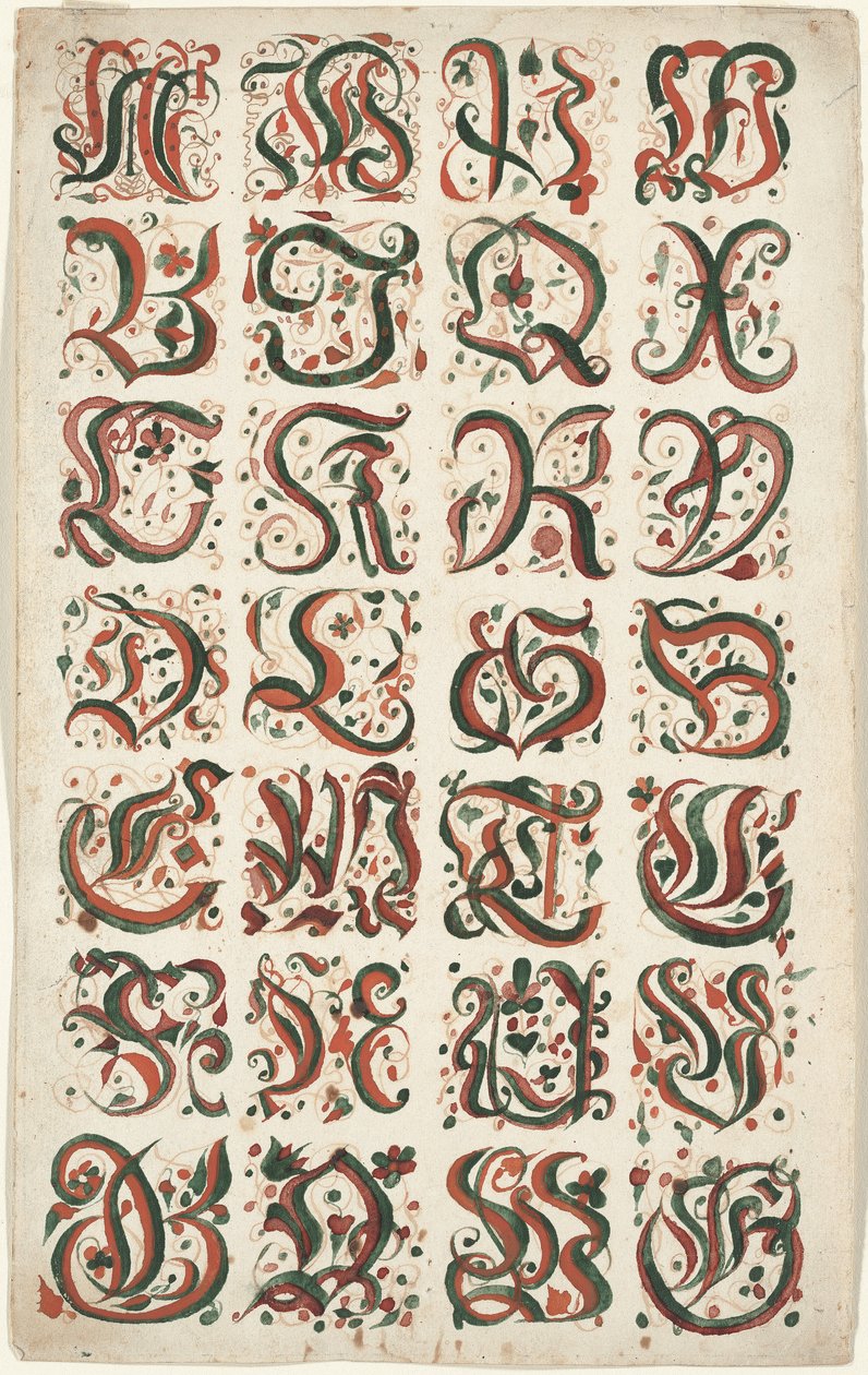 Abeceda, Fraktur Painting, c.1825-50 od American School