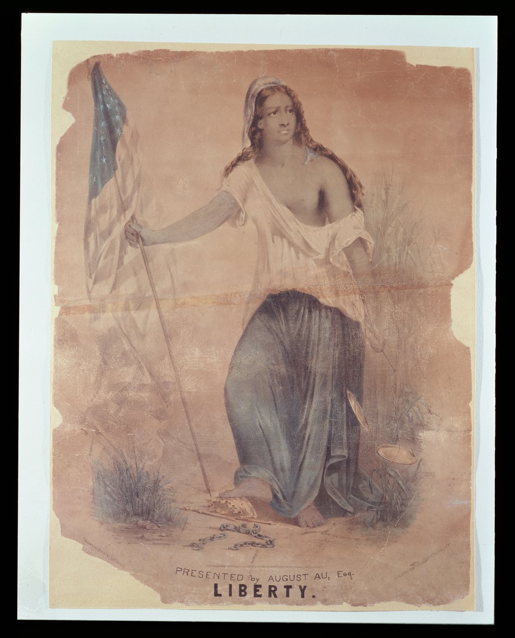 Americký plakát občanské války představující Liberty, vyrytý Hoffmannem, 1870 od American School
