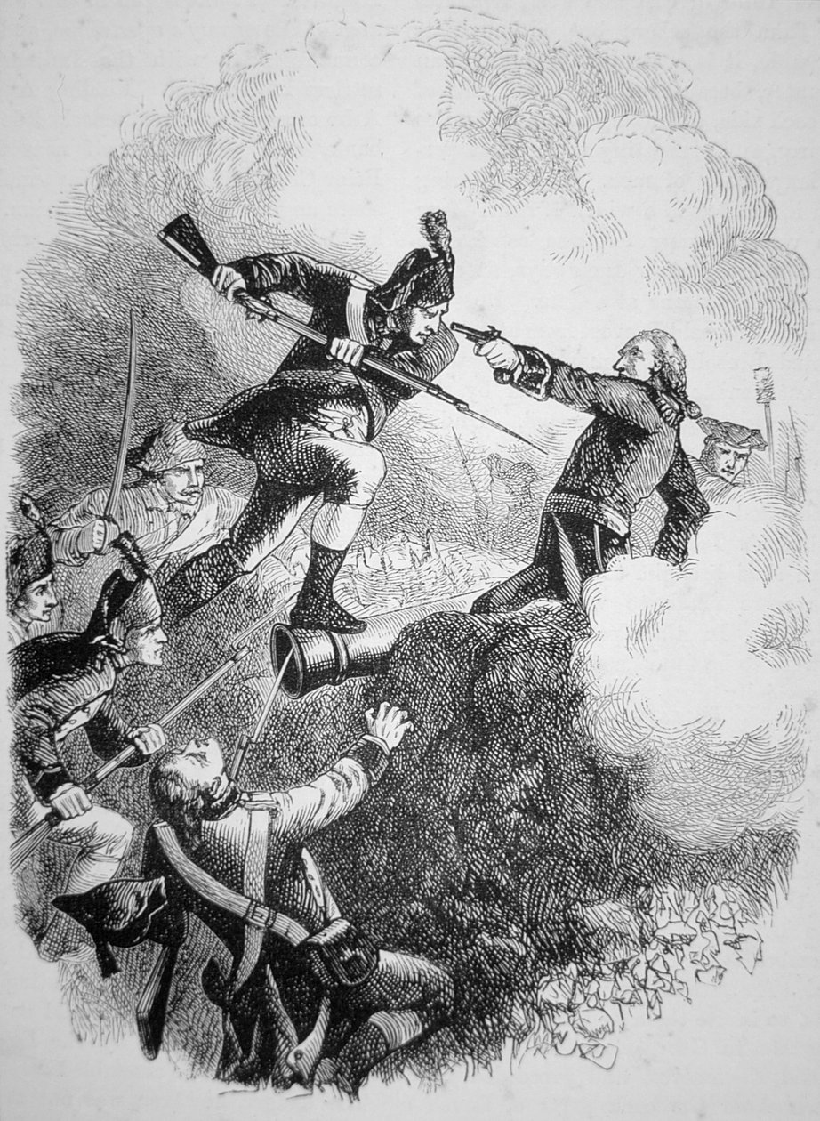 Americký generál Anthony Wayne dobytí britskou pevnost ve Stony Point odvážným bajonetovým útokem v červenci 1779 (litho) od American School