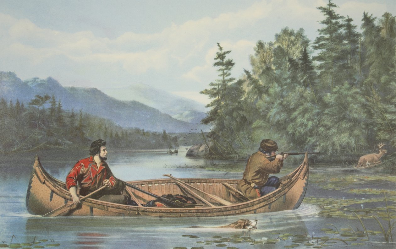 American Hunting Scenes, Dobrá šance , hospoda. 1863, Currier & Ives od American School