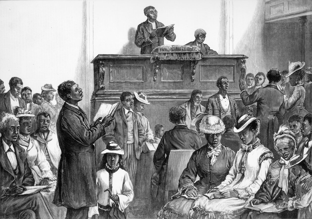 American Sketches: A černošská kongregace ve Washingtonu, z „The Illustrated London News“ od American School