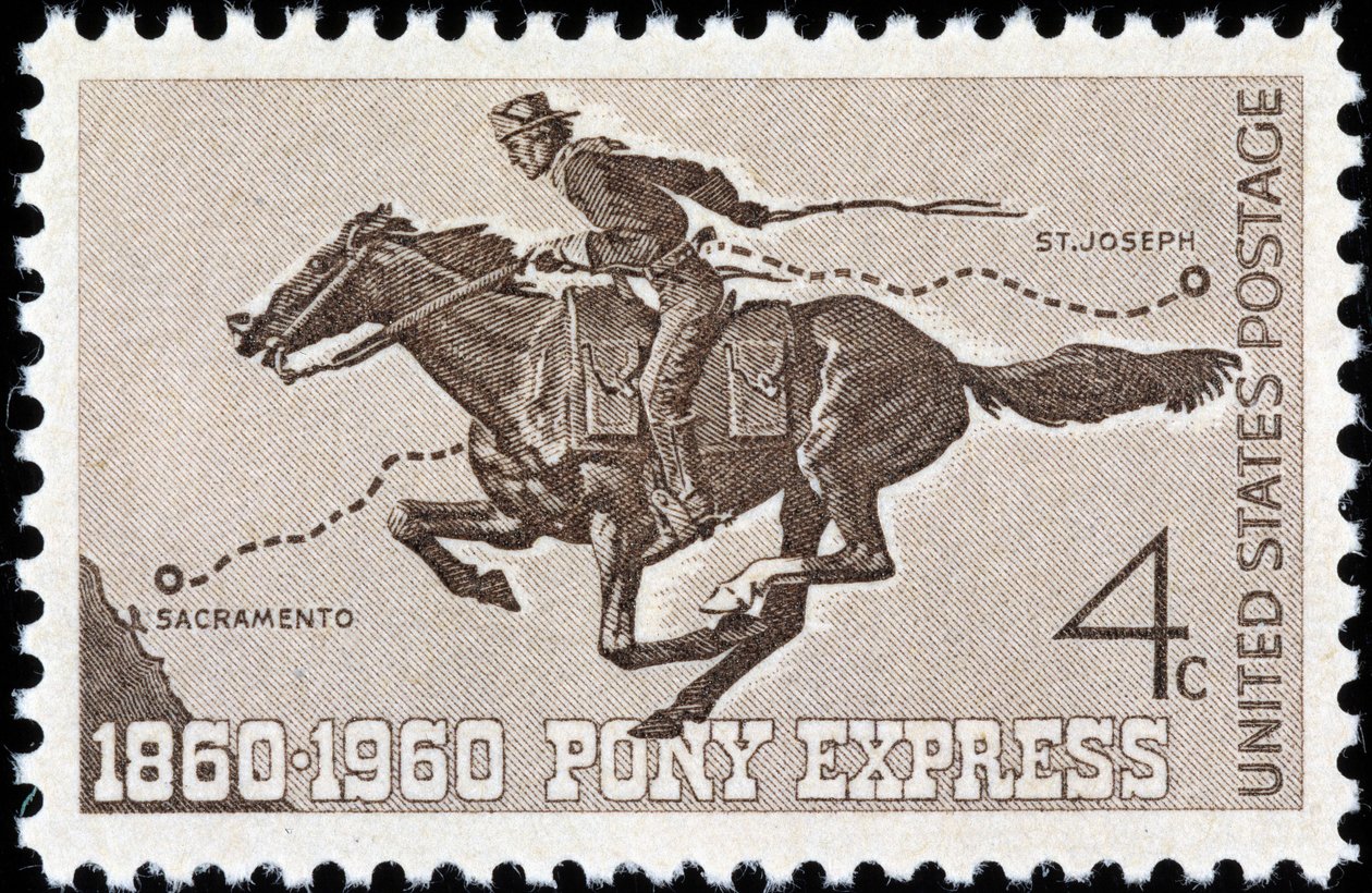 Americká známka na Pony Expressu od American School