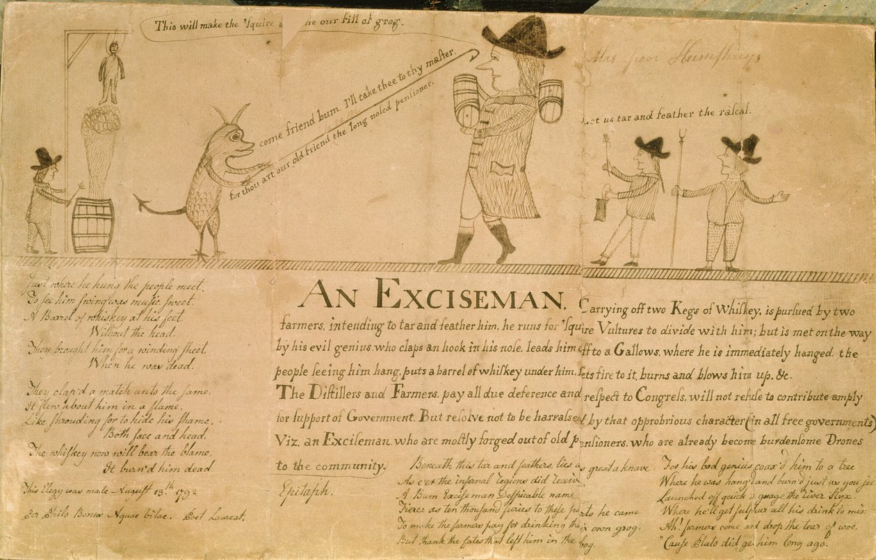 Exciseman, cca 1790 (nákres) od American School