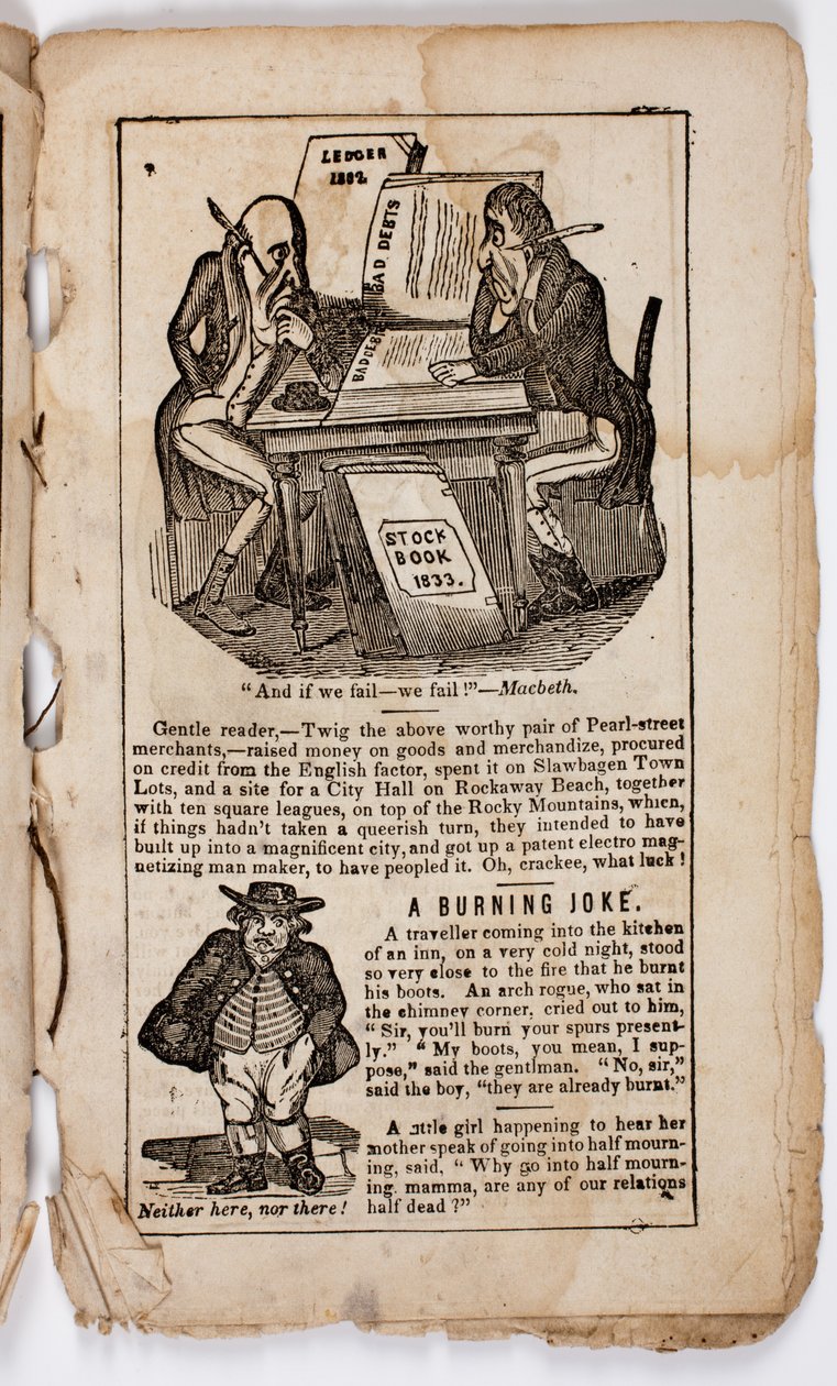 A když selžeme – selžeme! Macbeth, strana 7 z Eltonova komiksu All-my-back, 1838 od American School