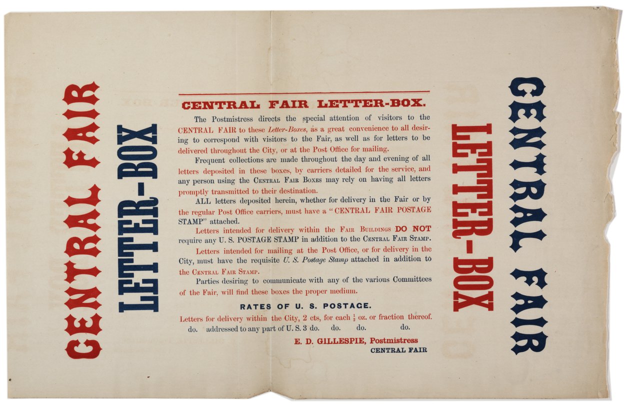 Oznámení pro Central Fair Poštovní schránky, c.1864 od American School