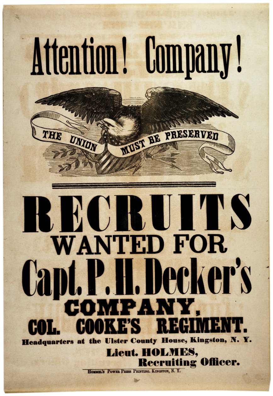 Pozornost! Company!, nábor pro newyorskou 156. pěchotu, 1862 od American School