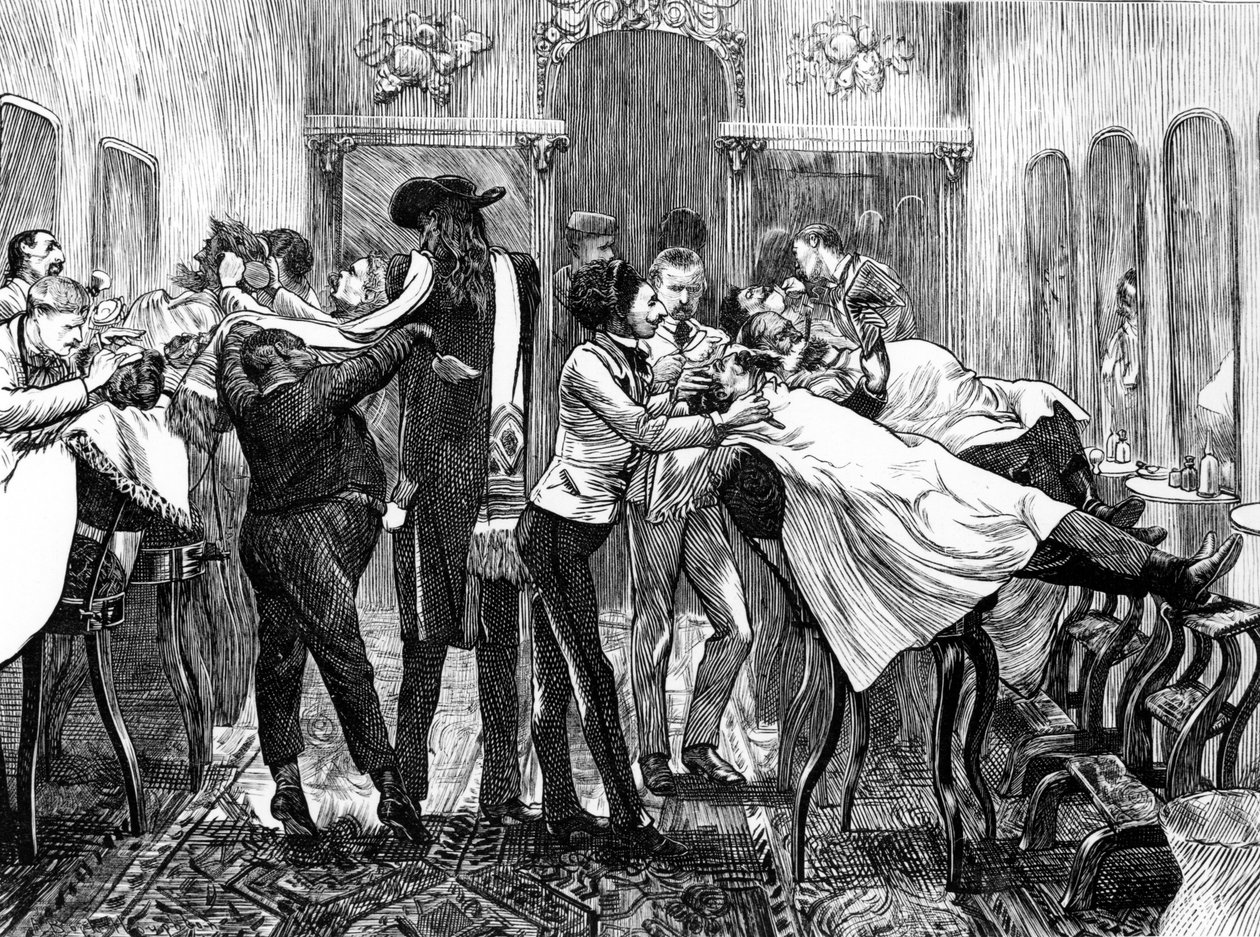 Barbers Saloon v New Yorku, 1870 od American School