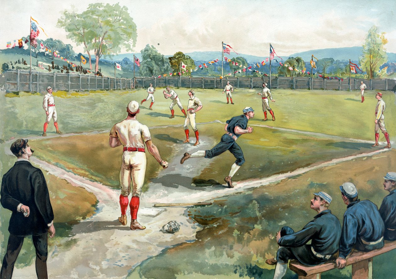 Baseballový zápas v roce 1891 v New Yorku od American School