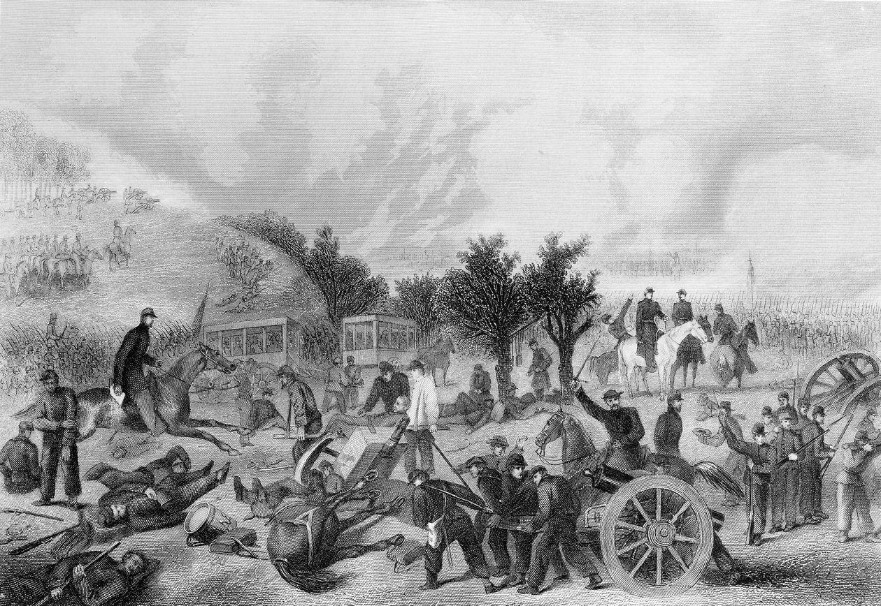 Battle of Gettysburg, Pennsylvania 1863, otištěno v The History of the United States, 1866 od American School