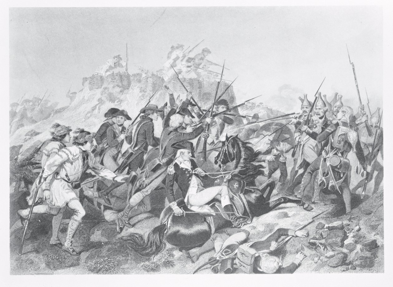 Bitva u Saratogy - Generál Arnold zraněn při útoku na Hesenskou pevnůstku, 17. října 1777 od American School