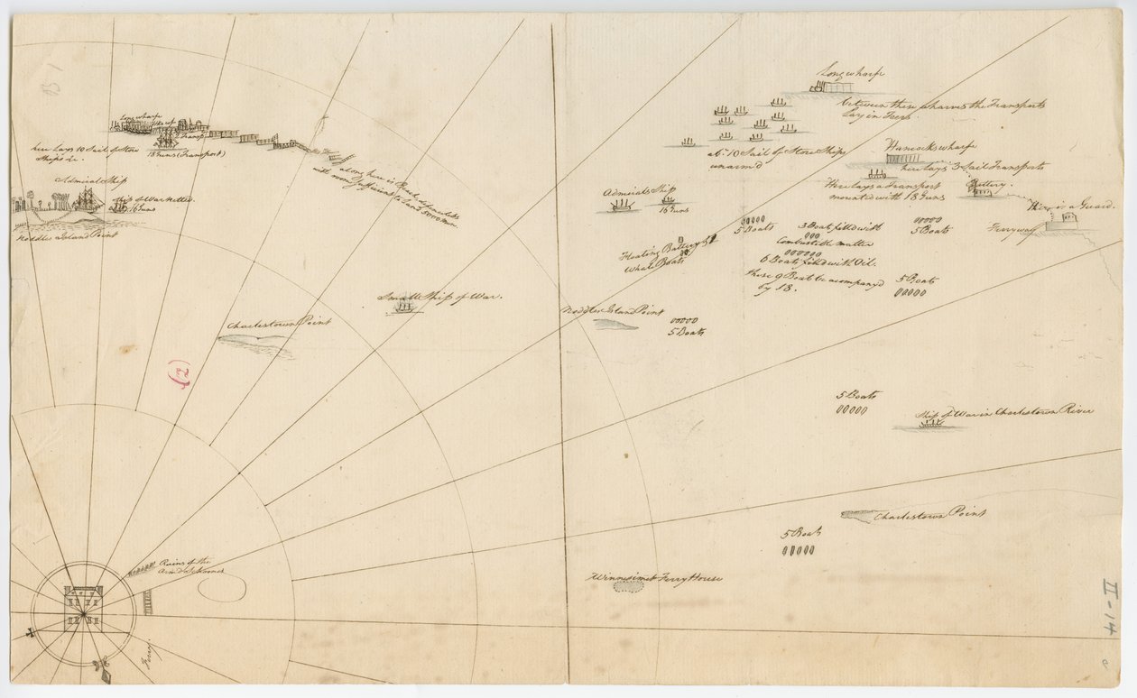 Bojový plán pro obléhání bostonského přístavu, cca 1775-1776 od American School