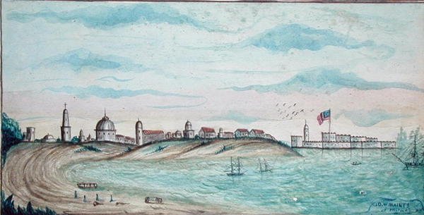 Pláž pod Vera Cruz, Mexiko (akvarel na papíře) od American School
