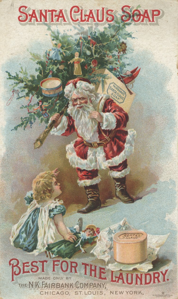 Nejlepší na praní, reklama na Fairbanks Santa Claus Soap, cca 1880 od American School