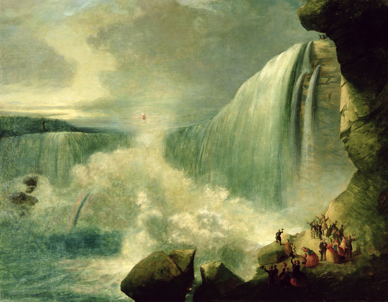Blondin Crossing the Niagara Falls on a Tight rope, c.1859-60 od American School