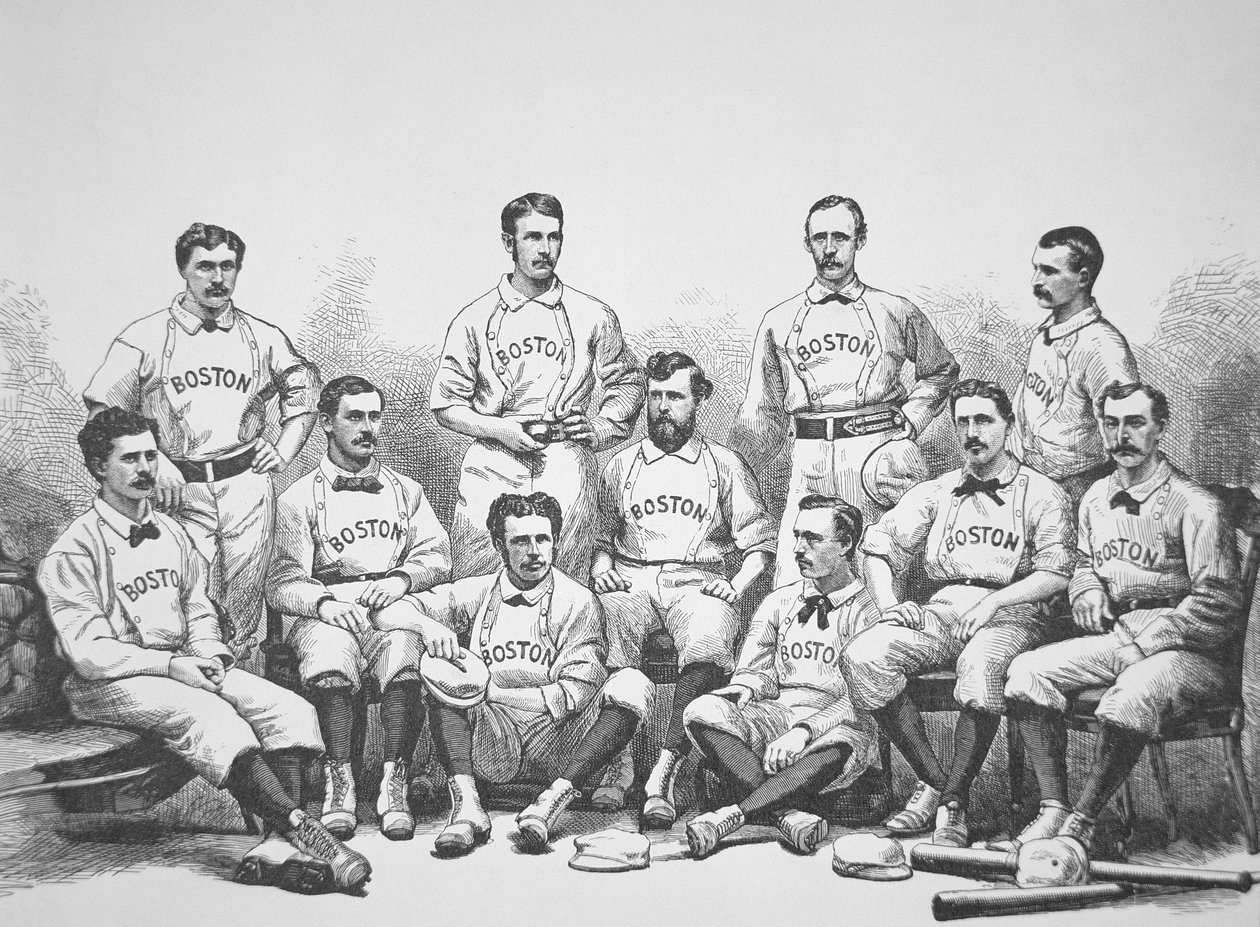 Boston Red Sox, národní šampioni v roce 1874 (rytina) od American School
