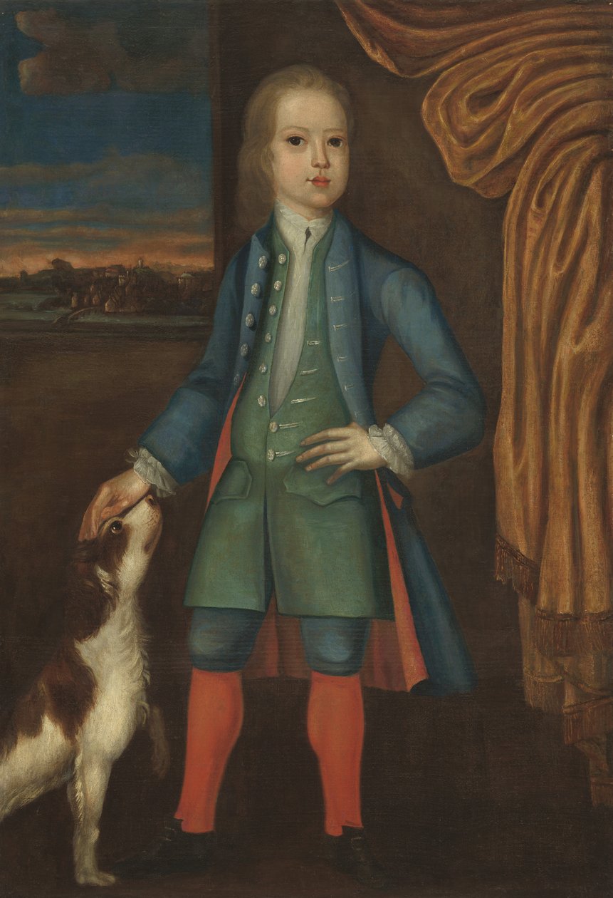 Chlapec v modrém kabátě, kolem 1730 od American School