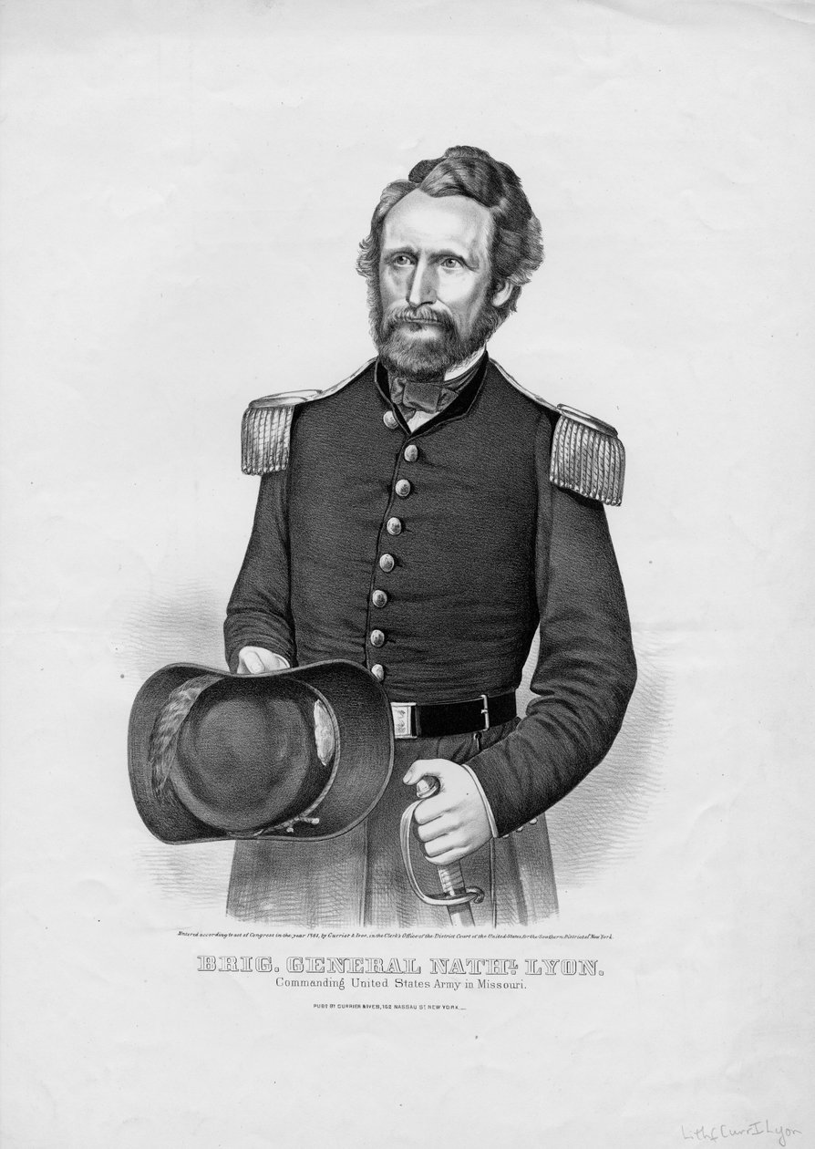 Briga. Generál Nathl. Lyon, hospoda. od Currier & Ives, 1861 od American School