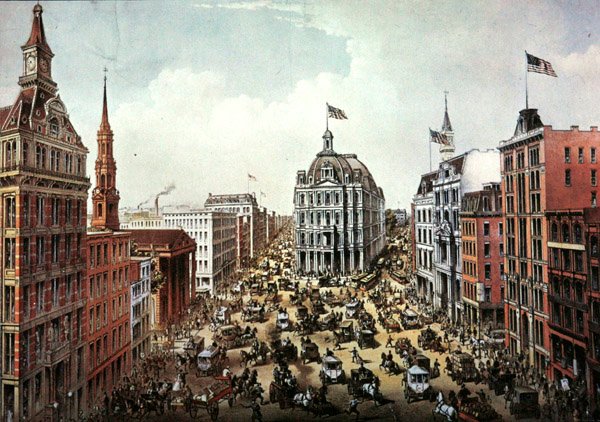 Broadway, New York City, cca 1975 (akvarel na papíře) od American School