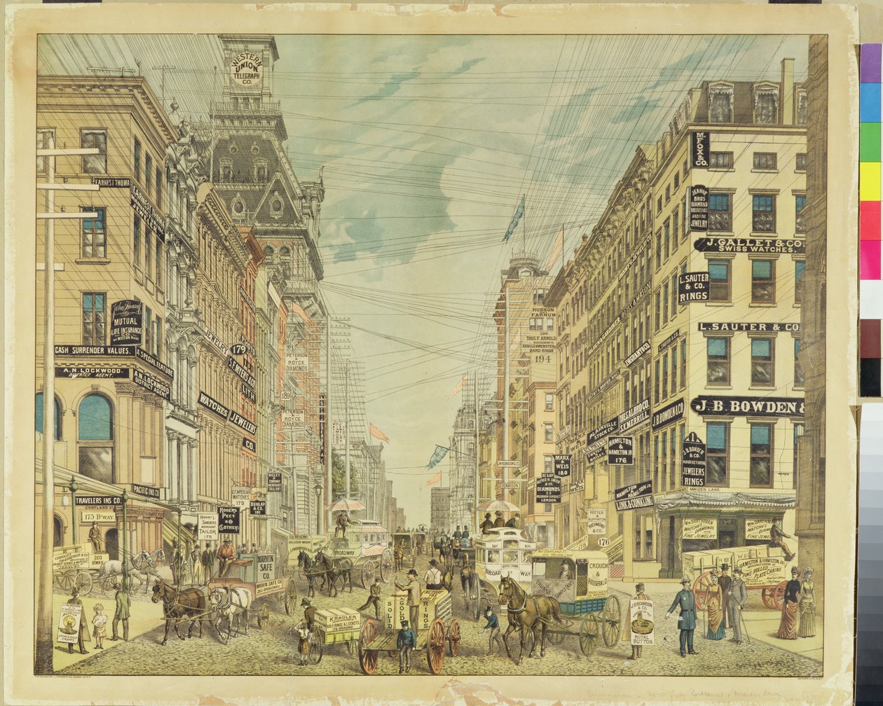 Broadway a Maiden Lane od American School