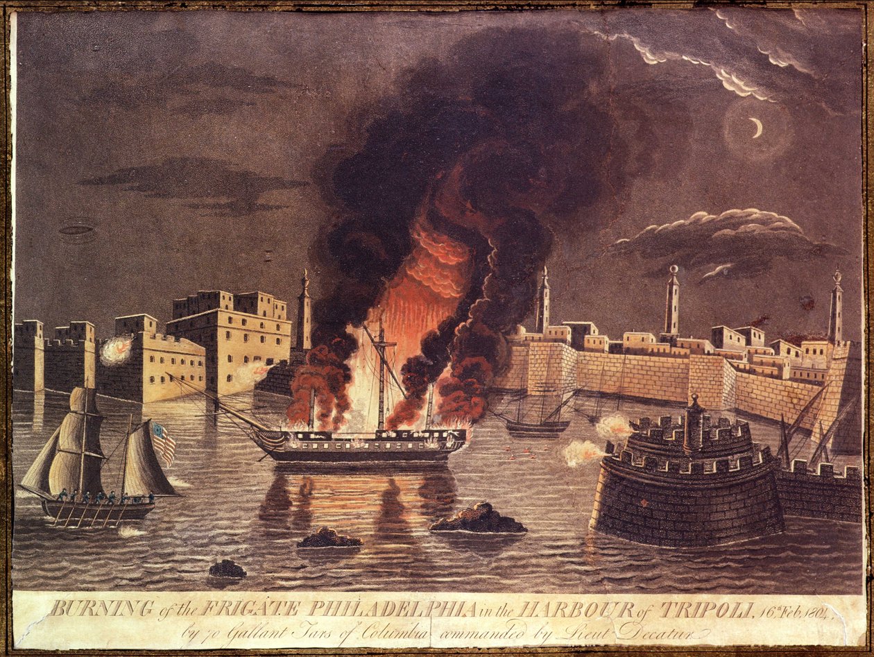 Spálení fregaty Philadelphia v přístavu Tripolis dne 16. února 1804 od American School