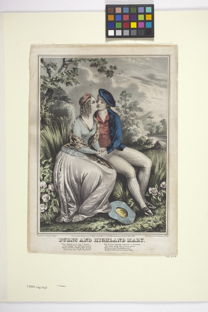 Burns And Highland Mary (ručně kolorovaná litografie) od American School