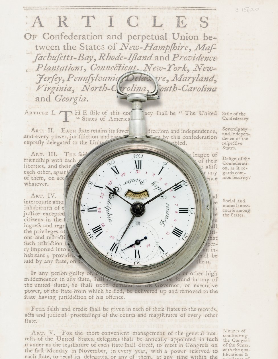 Kalendářní hodinky, cca 1780 (stříbrné pouzdro) od American School