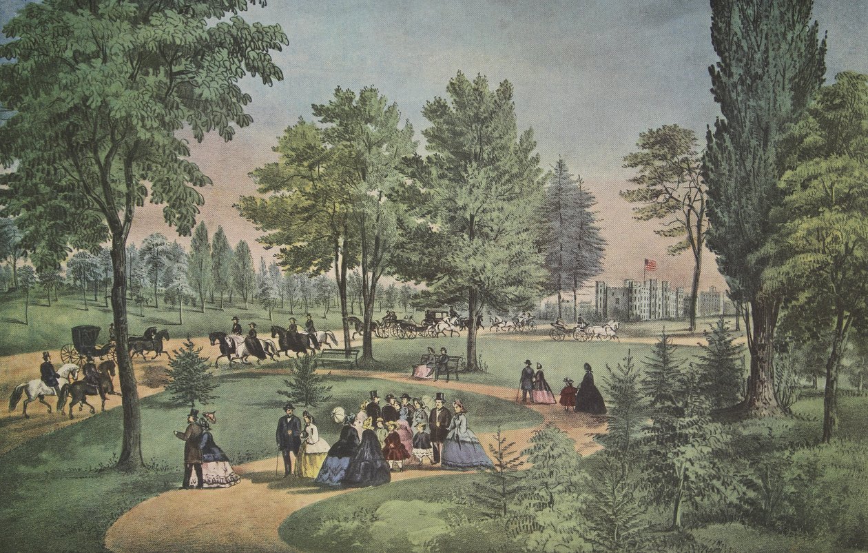 Central Park, The Drive, Currier & Ives, pub. 1862 od American School
