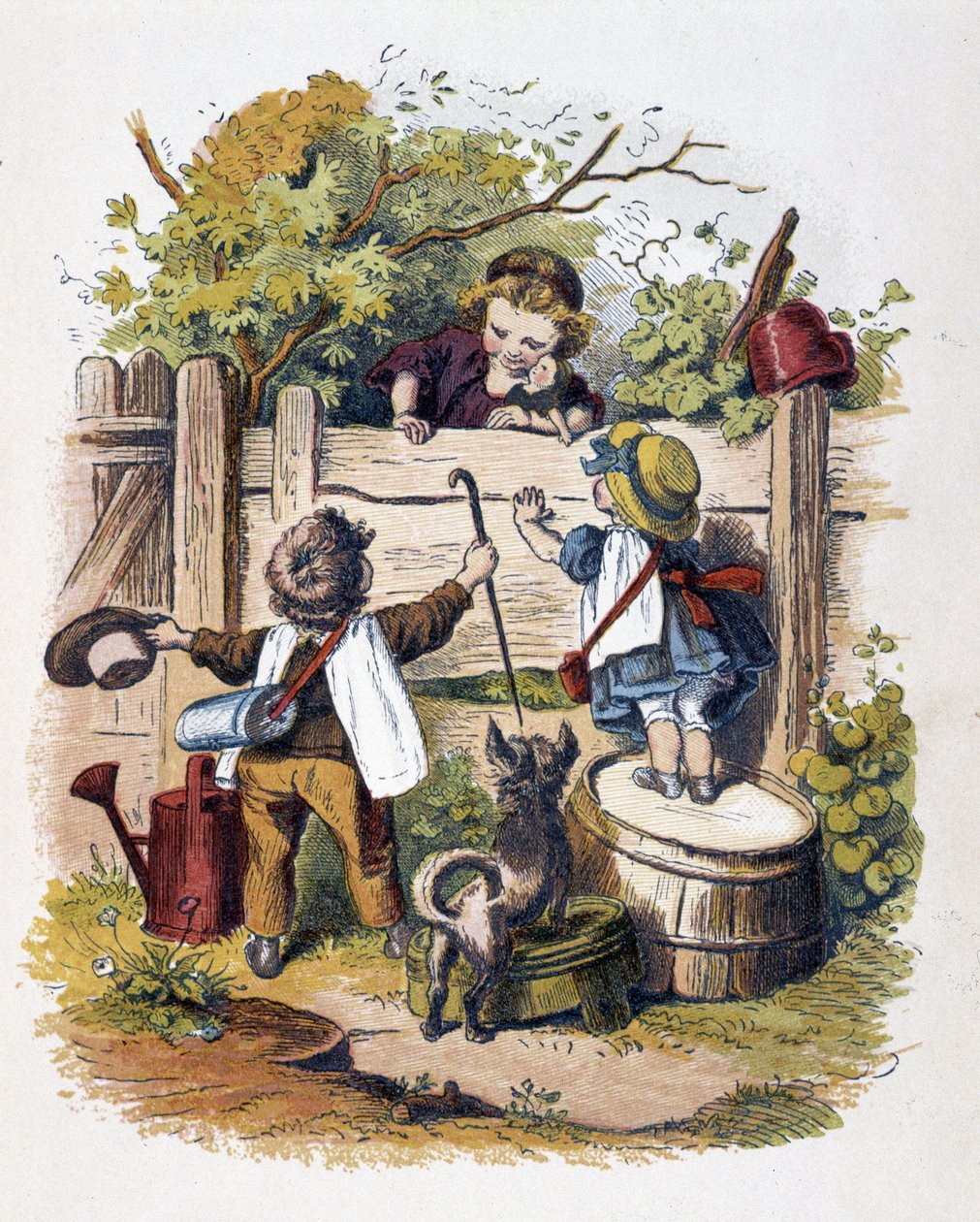 Dětské setkání v „“ Schnick, schnack, drobnosti pro nejmenší“, dětské hry. vyd. Londýn – Georges Ronthedge a synové. New York, Široká cesta Ludgate n.d. C. 1890. od American School