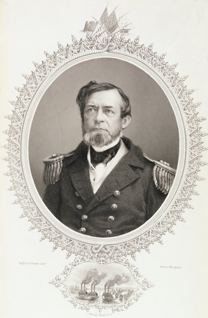 Komodor Andrew Hull Foote, z knihy "The History of the United States", svazek II, autor Charles Mackay, podle fotografie vyryl G. Stodart. od American School