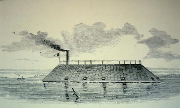 Konfederační Ironclad Ram „Georgia“, ležící u Fort Jackson, řeka Savannah, prosinec 1862 (litho) od American School