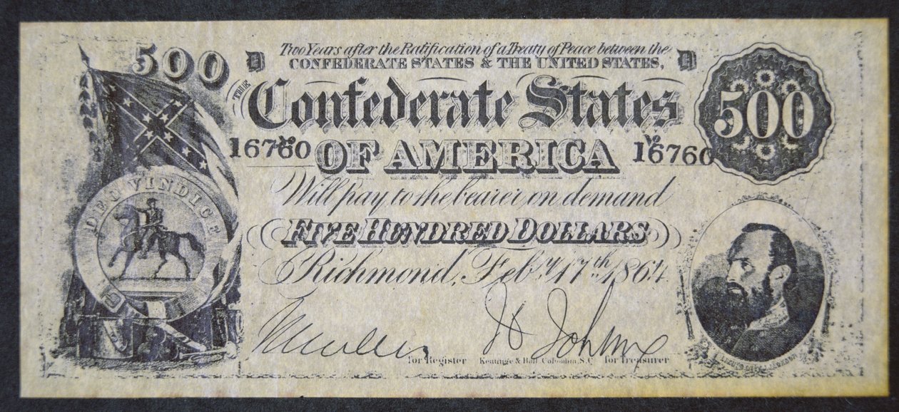 Konfederační papírové peníze (litho) od American School