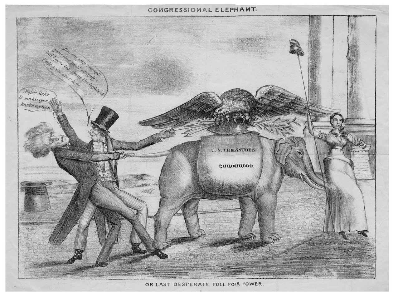 Kongresový slon, aneb, Poslední zoufalý tah o moc, cca 1832 od American School