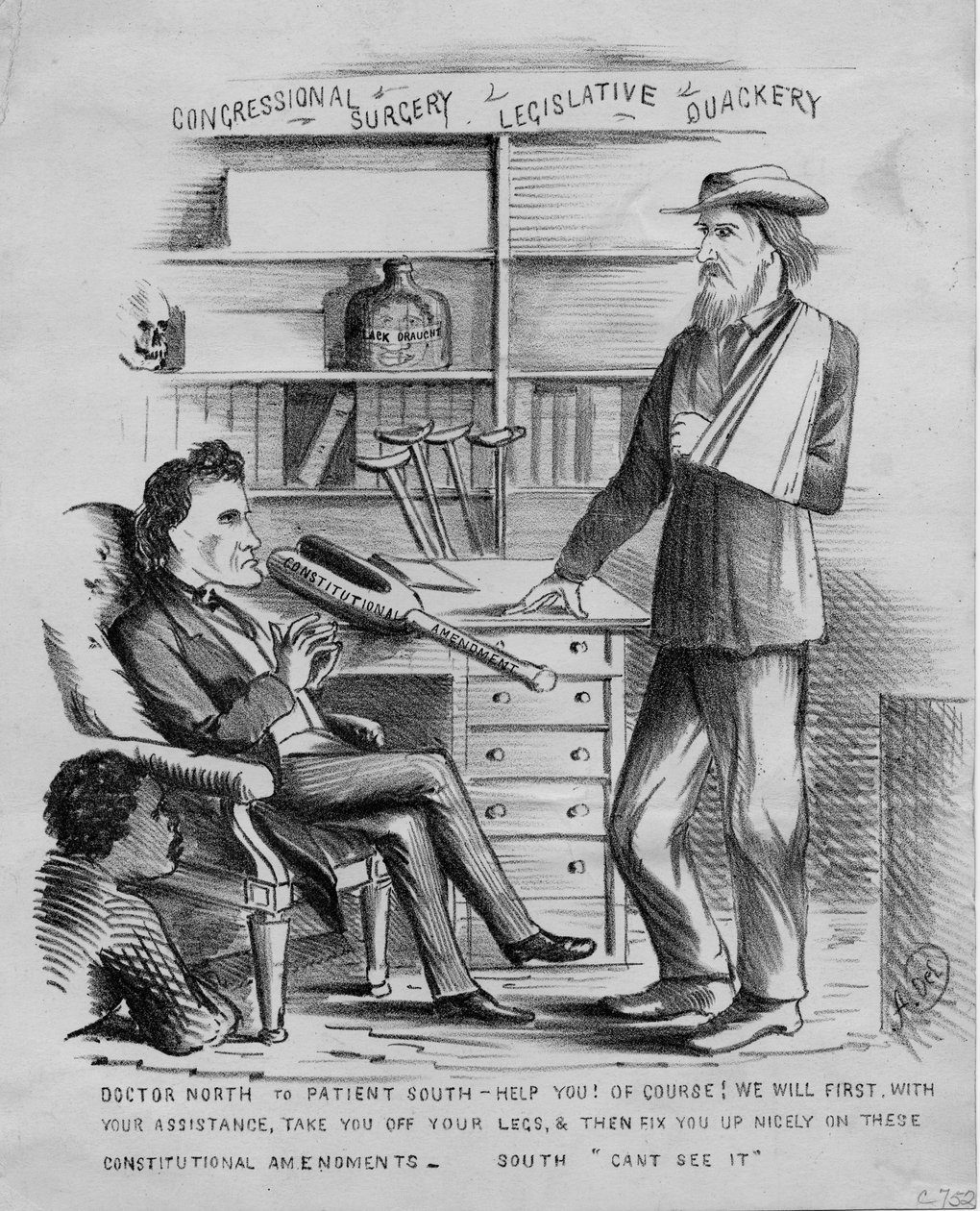 Kongresová chirurgie: legislativní šarlatánství, c.1866 od American School