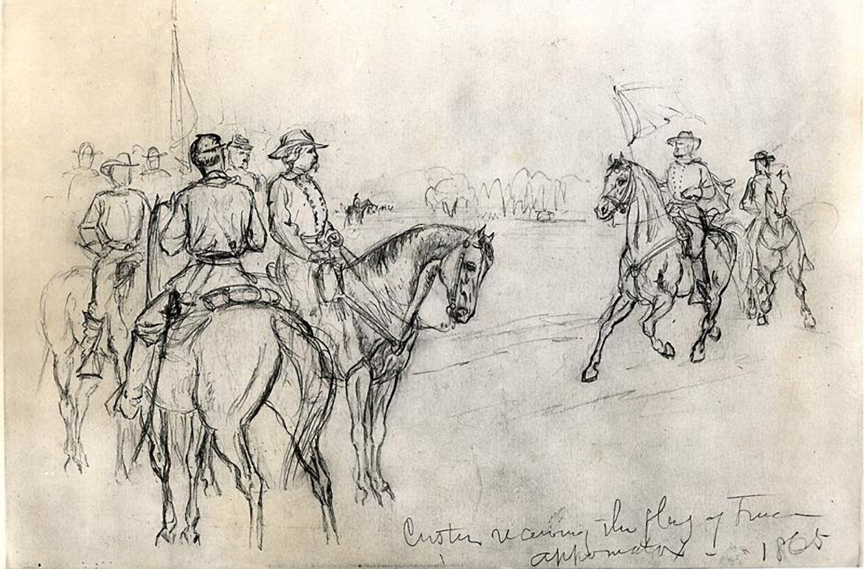 Custer obdrží vlajku svobody, Appomattox, 1865 od American School